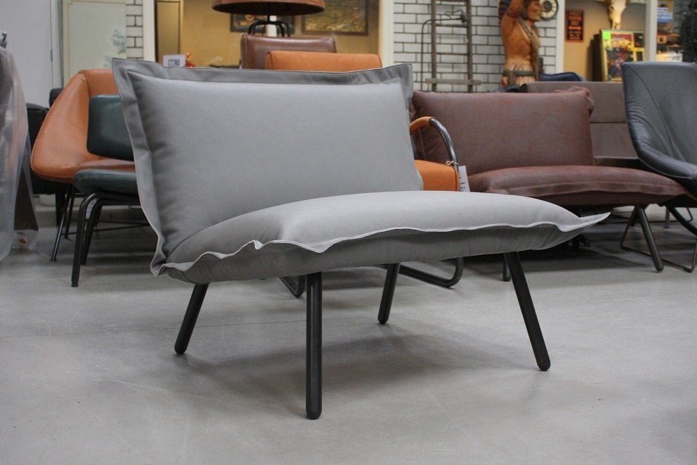 Luxe royale fauteuil BASTIA Jess Design metaal & leer grijs, Ophalen, 75 tot 100 cm, Zo goed als nieuw, 75 tot 100 cm