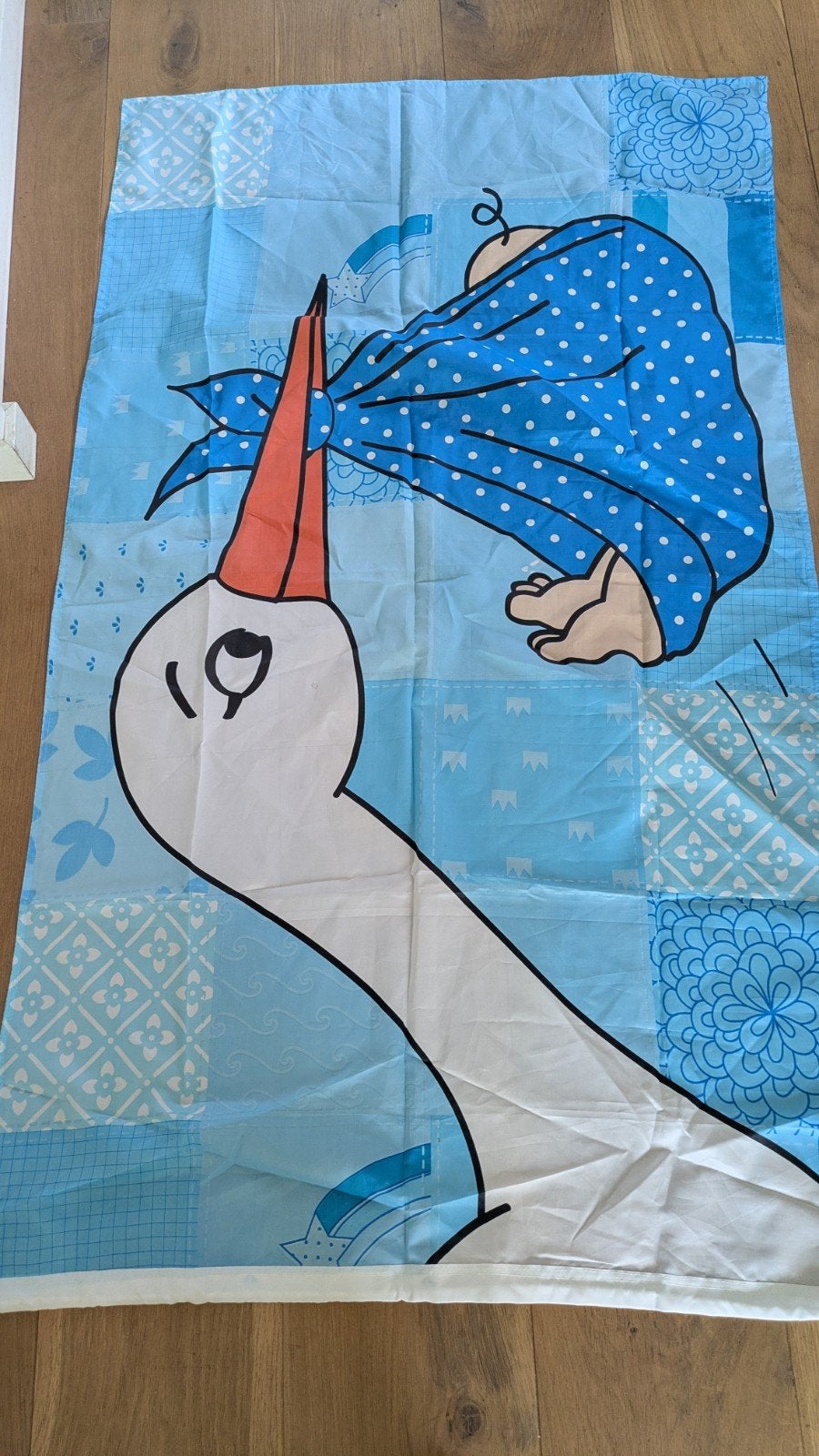 Geboortevlag jongen ooievaar 80x150 cm, Ophalen of Verzenden, Zo goed als nieuw, Geboortebord