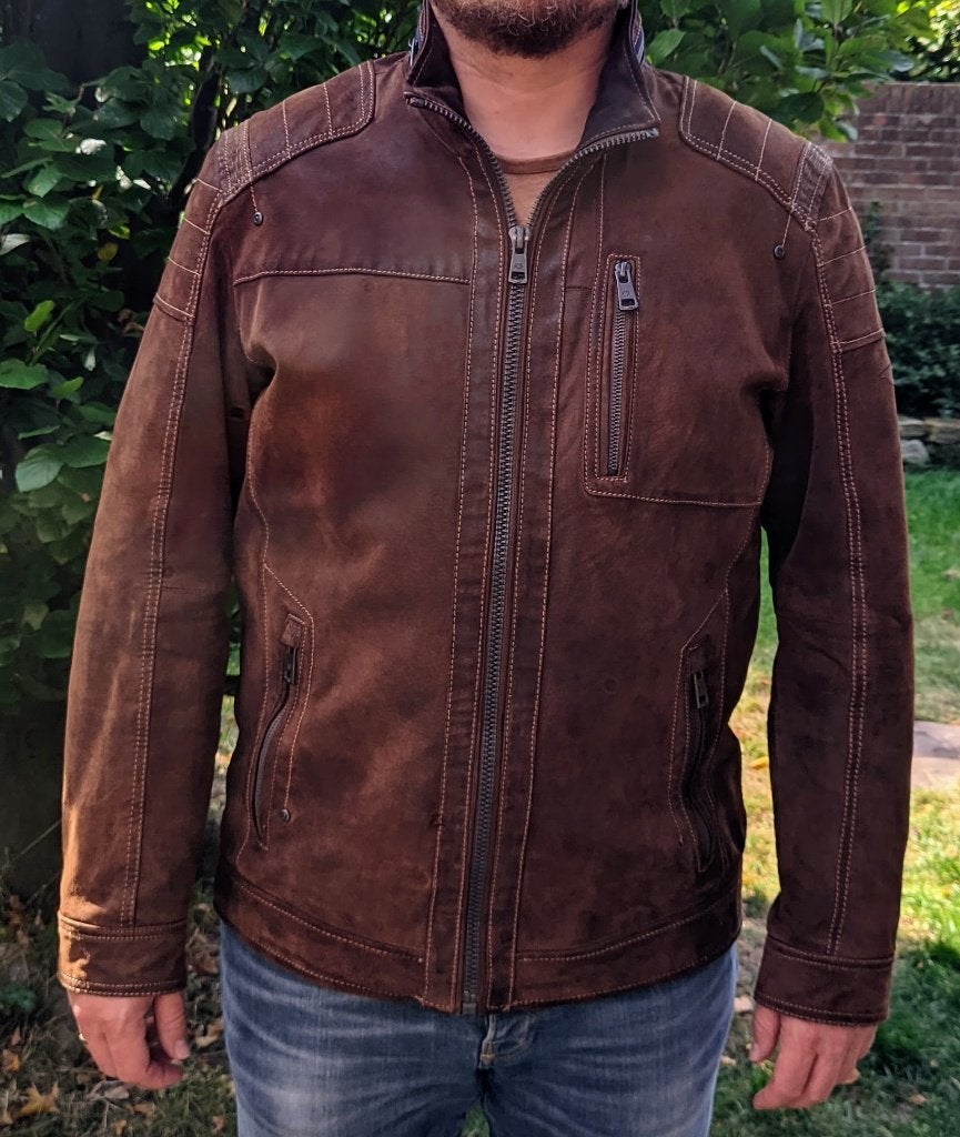 Mooie leren jas - merk DNR - maat 54 (L) - lente/herfst, Kleding | Heren, Jassen | Winter, Maat 52/54 (L), Bruin, Ophalen of Verzenden