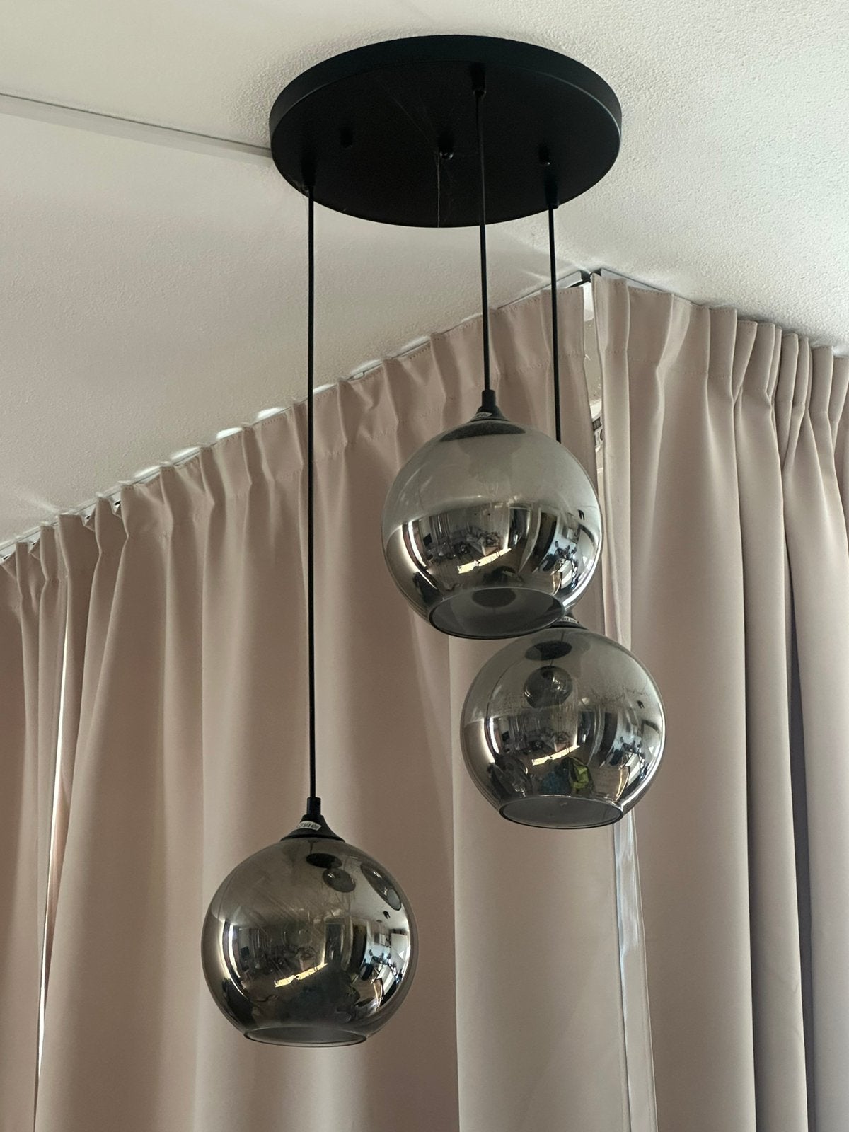 Moderne 3-lichts hanglamp met rookglas (smoke glas), Huis en Inrichting, Ophalen, Zo goed als nieuw, Glas
