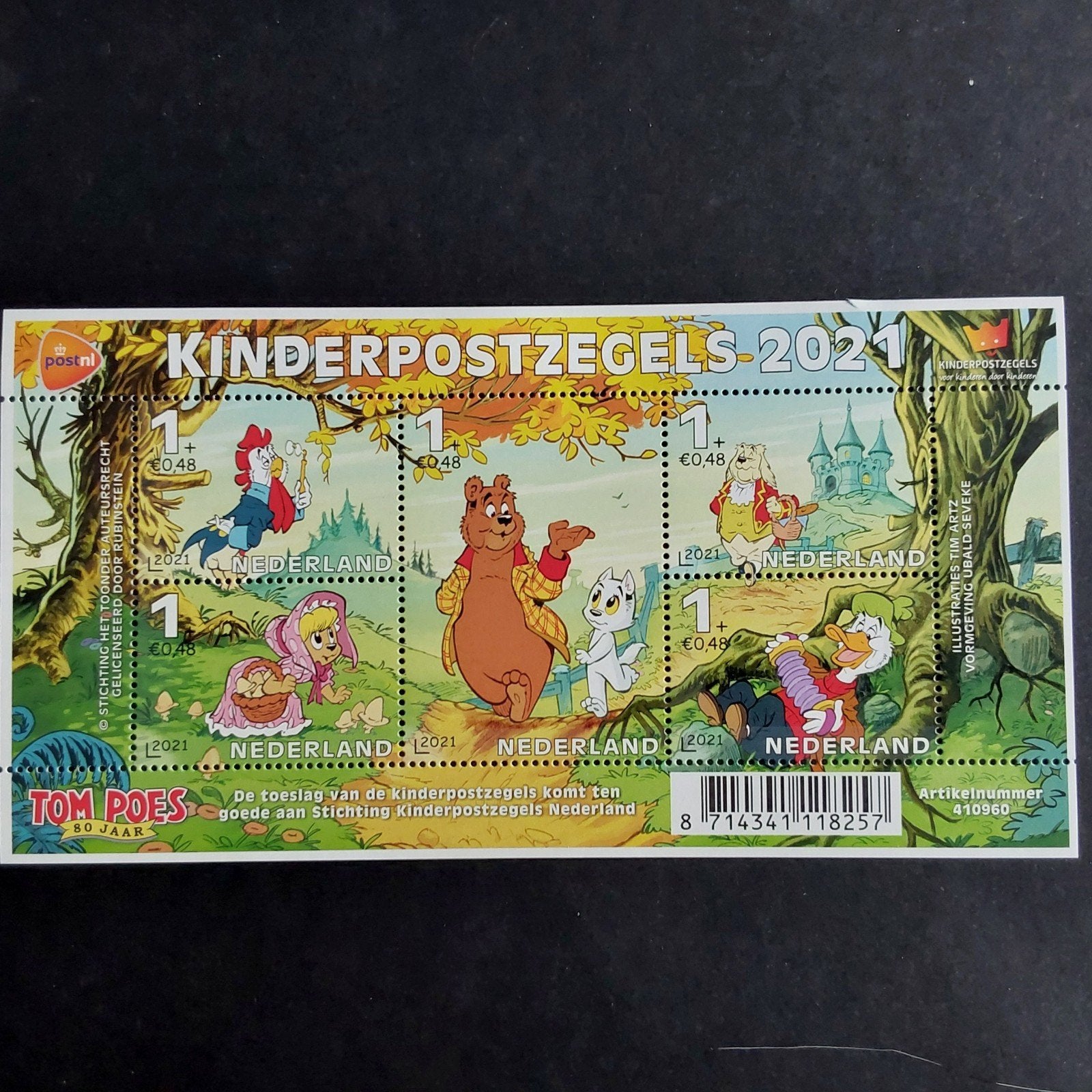 Kinderpostzegels 2021 Tom Poes 80 Jaar Postfris, Postzegels en Munten, Verzenden, Na 1940, Postfris