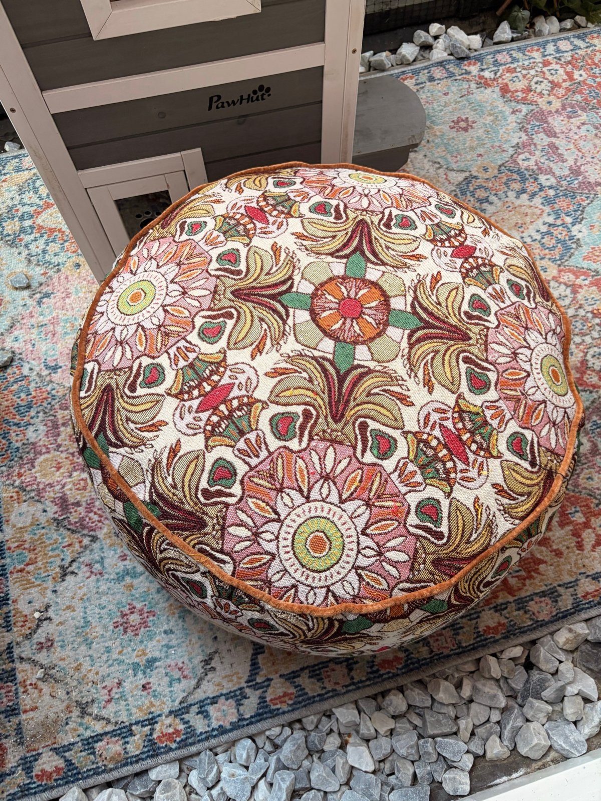 Sissy Boy bloemenprint poef - Zo goed als nieuw, Rond, Minder dan 50 cm, Ophalen of Verzenden, Zo goed als nieuw