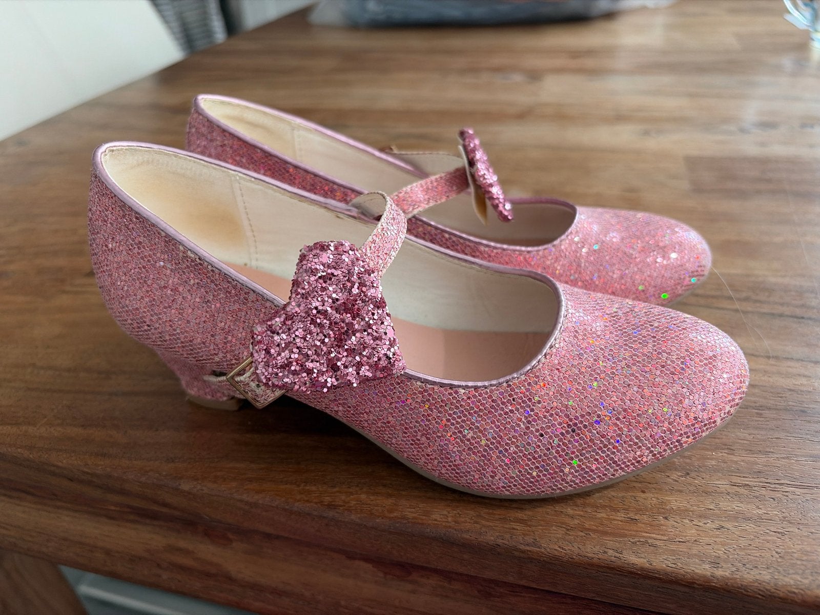 Roze glitter schoenen met hakje - Maat 31, Ophalen, Gebruikt, Meisje, Schoenen