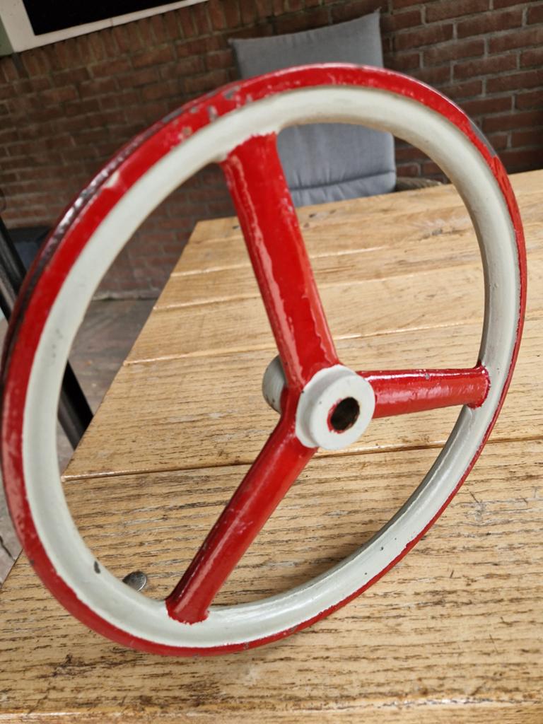 Oud gietijzeren draaiwiel - 26 cm diameter, Ophalen of Verzenden