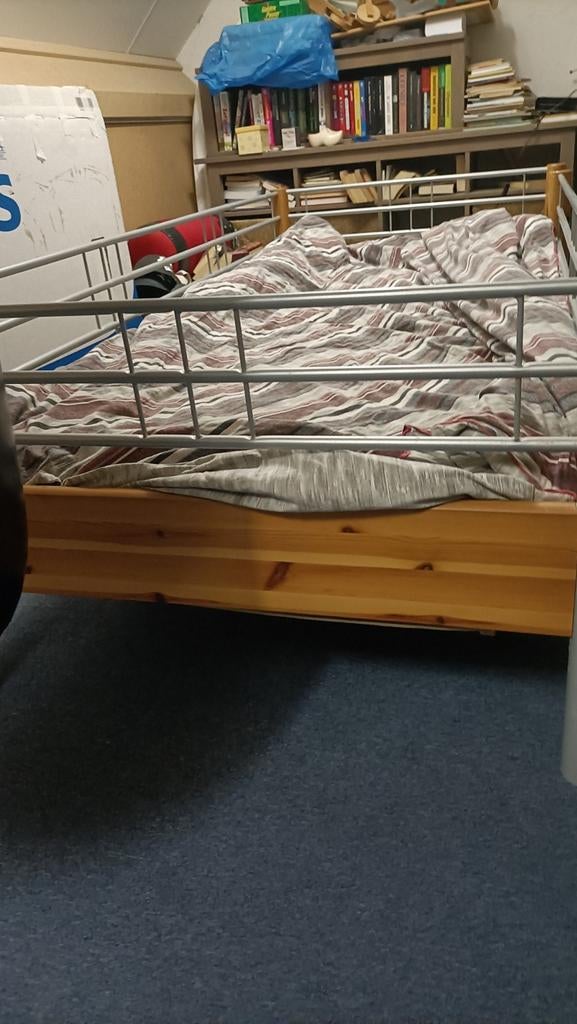 Complete 1-persoons slaapkamer, Huis en Inrichting, Slaapkamer | Bedden, Gebruikt, Eenpersoons, 90 cm, 200 cm, Hout, Bruin, Ophalen