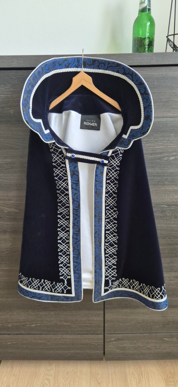 Salon Roger Prinsen Cape - Elegante Blauwe Mantel, Ophalen of Verzenden, Zo goed als nieuw