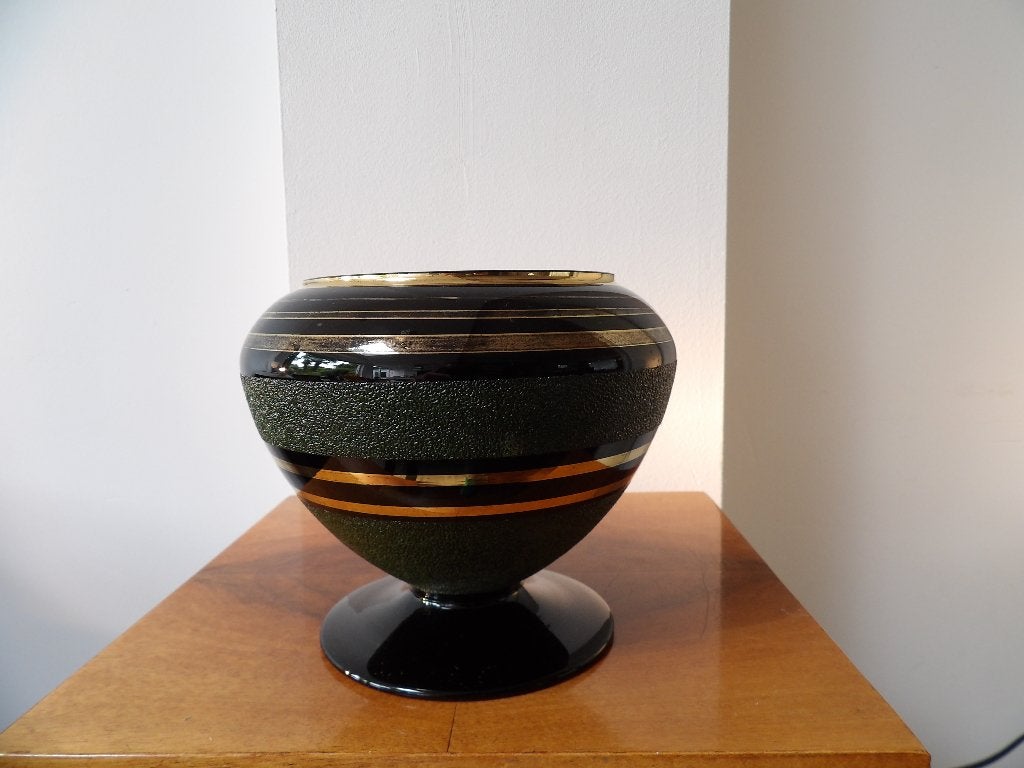 Art Deco Vaas Doyen, zwart/goud, Ophalen of Verzenden