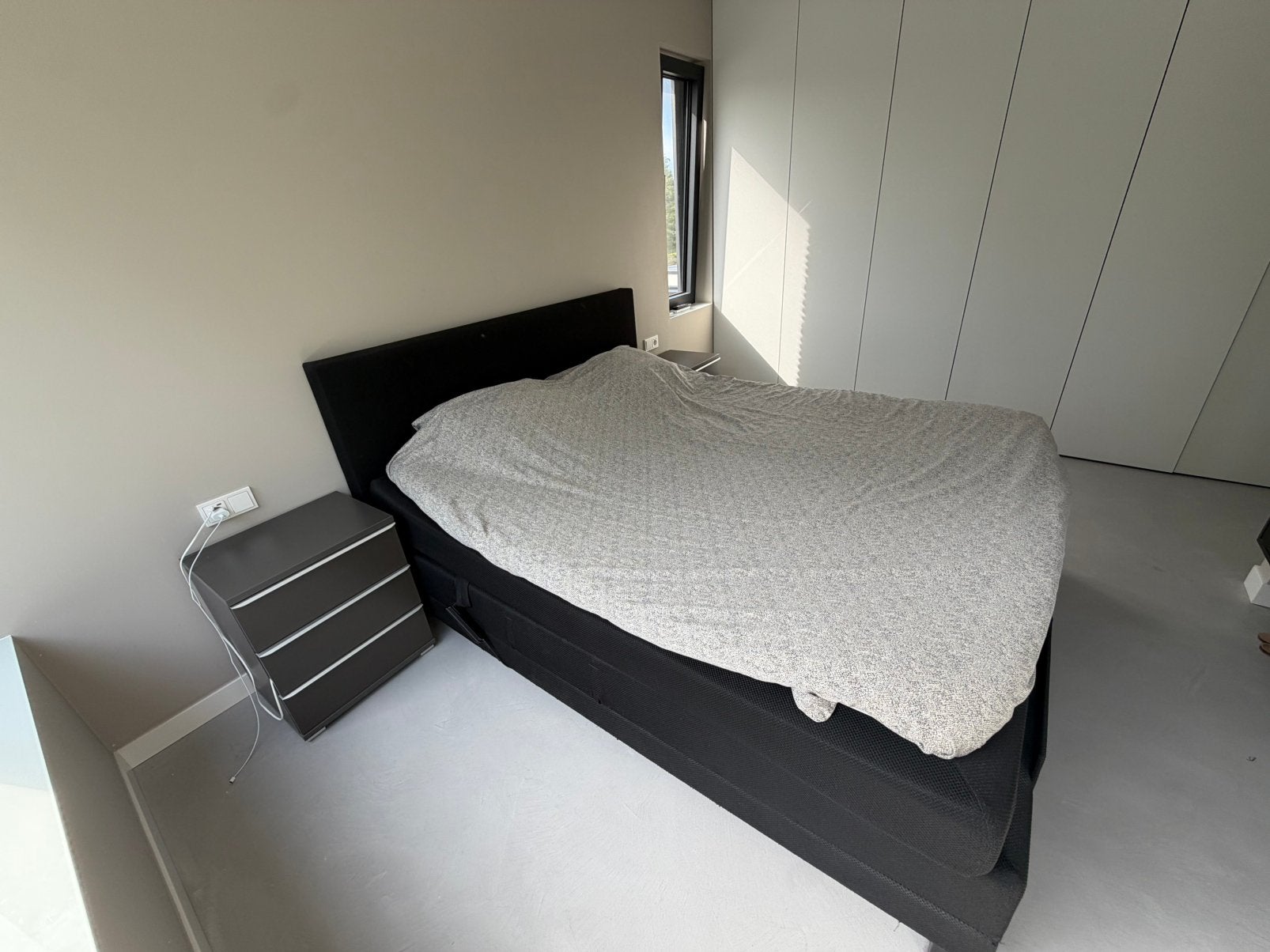 Antraciete boxspring 180x210 cm, Ophalen, Tweepersoons, 210 cm, 180 cm