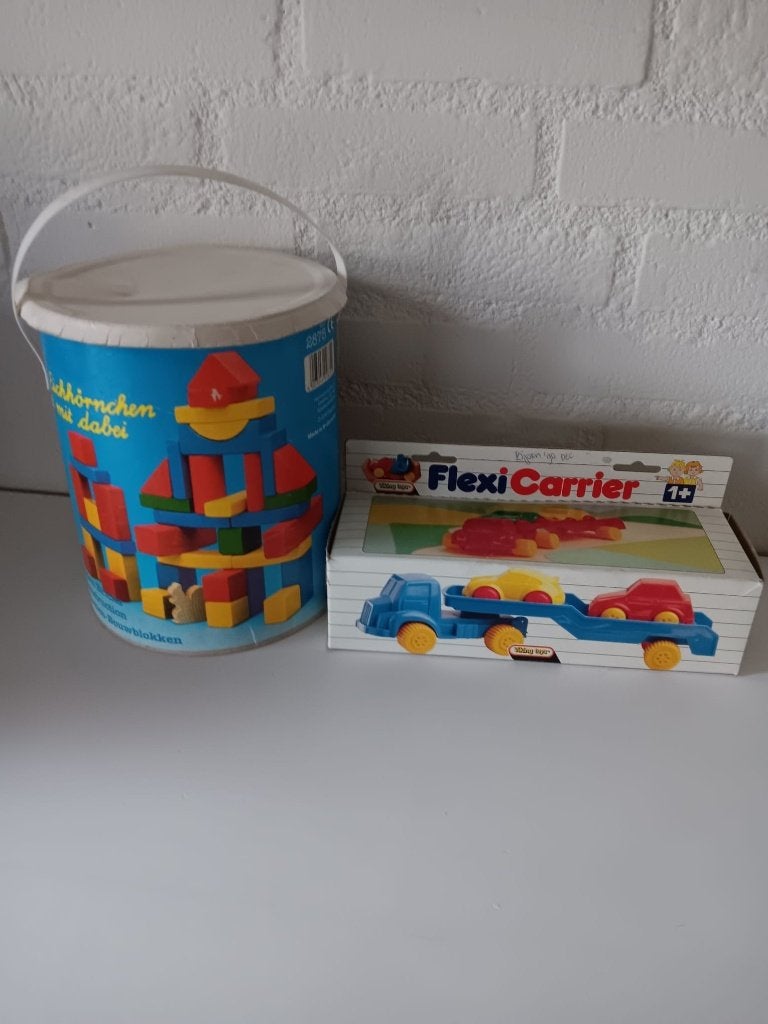 Vintage houten blokkentrommel & Viking Toys Flexi Carrier, Ophalen of Verzenden, Gebruikt