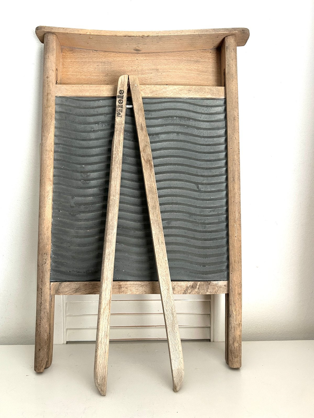 Antiek wasbord met wastang zink en hout, Ophalen