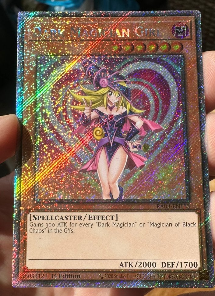 Yu-Gi-Oh! Dark Magician Girl RA03 1st Edition Mint !, Ophalen of Verzenden, Zo goed als nieuw, Losse kaart, Foil