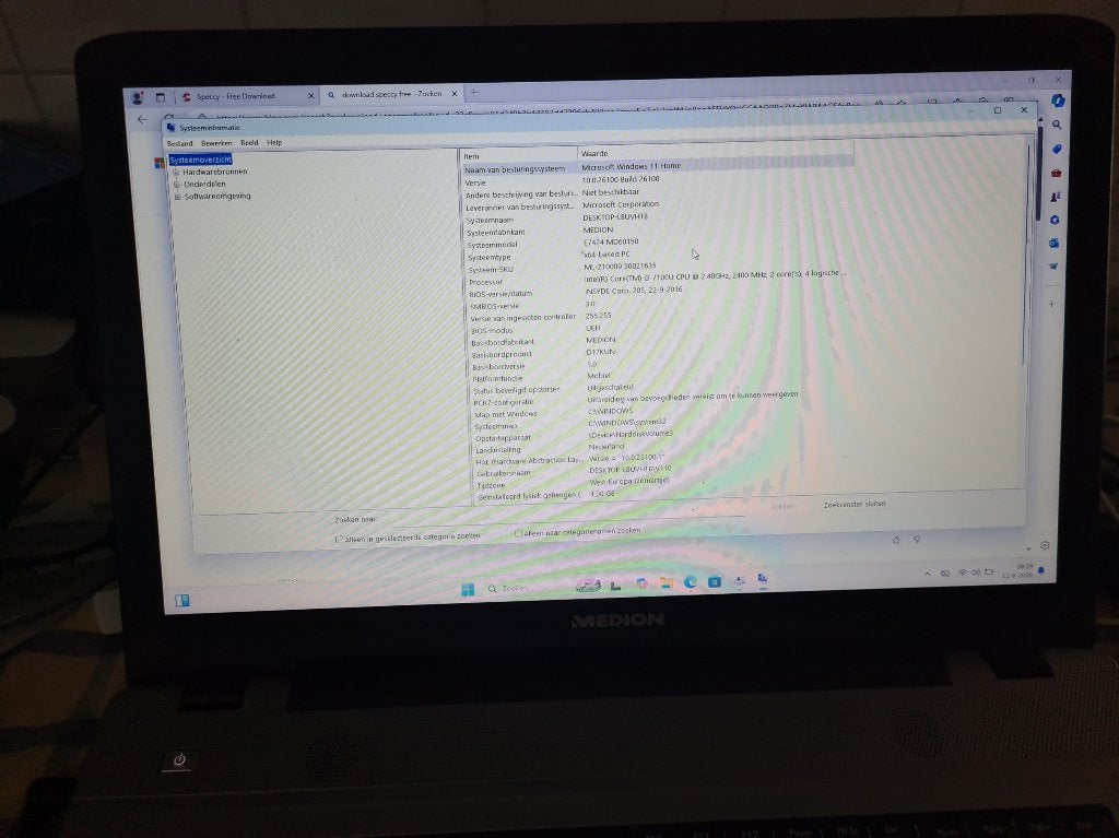 Medion Akoya  E7424 laptop I3 7100U 4GB 128GB 1TB 17 inch, Ophalen, Medion Akoya, 2 tot 3 Ghz, Qwerty