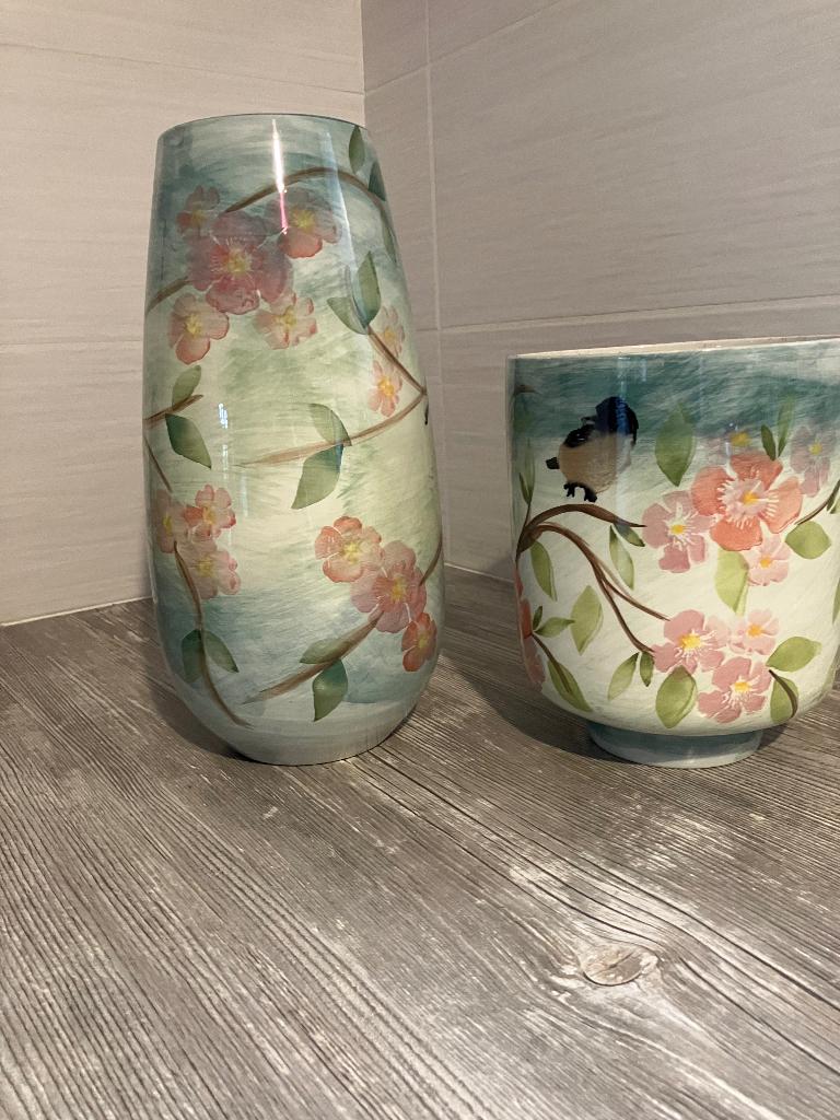 Prachtige vaas en pot te koop, Ophalen, Overige kleuren, Aardewerk of Porselein, Zo goed als nieuw