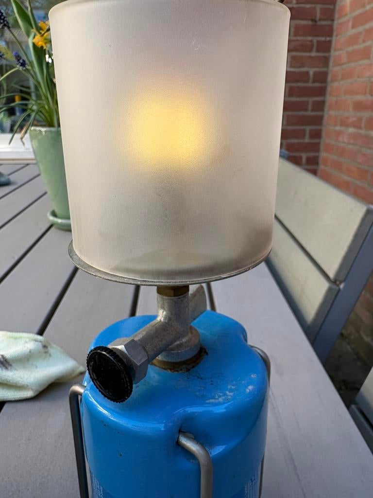Vintage gaz lamp met reserve kousje, Caravans en Kamperen, Ophalen of Verzenden, Gebruikt