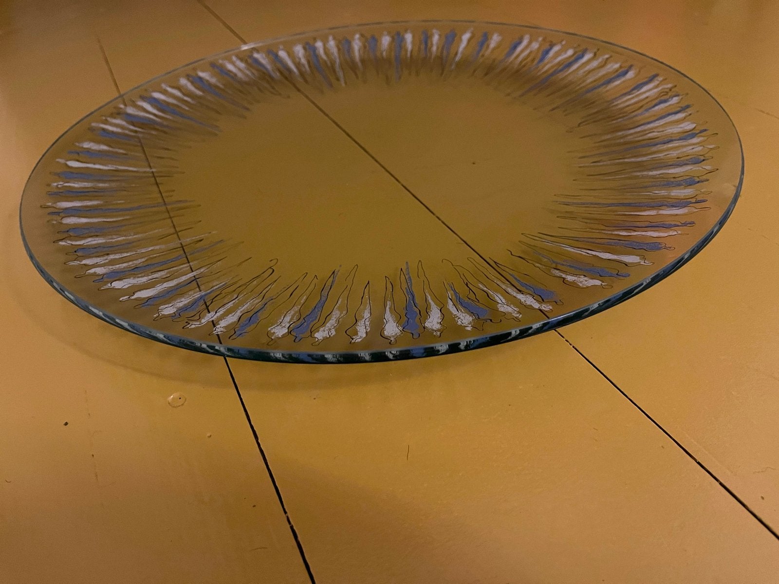 Glazen schaal met abstract decoratie, Antiek en Kunst, Ophalen of Verzenden