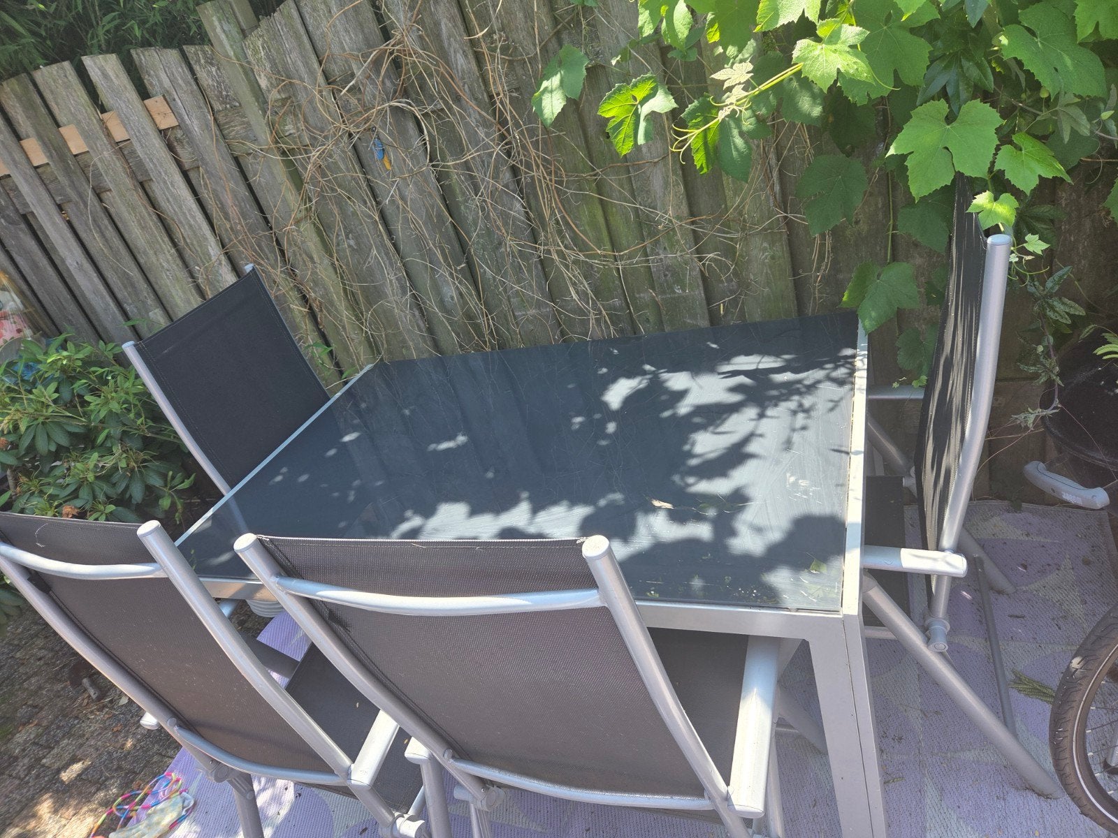 Tuinset / tuintafel met 4 stoelen, 4 zitplaatsen, Gebruikt, Aluminium, Ophalen of Verzenden