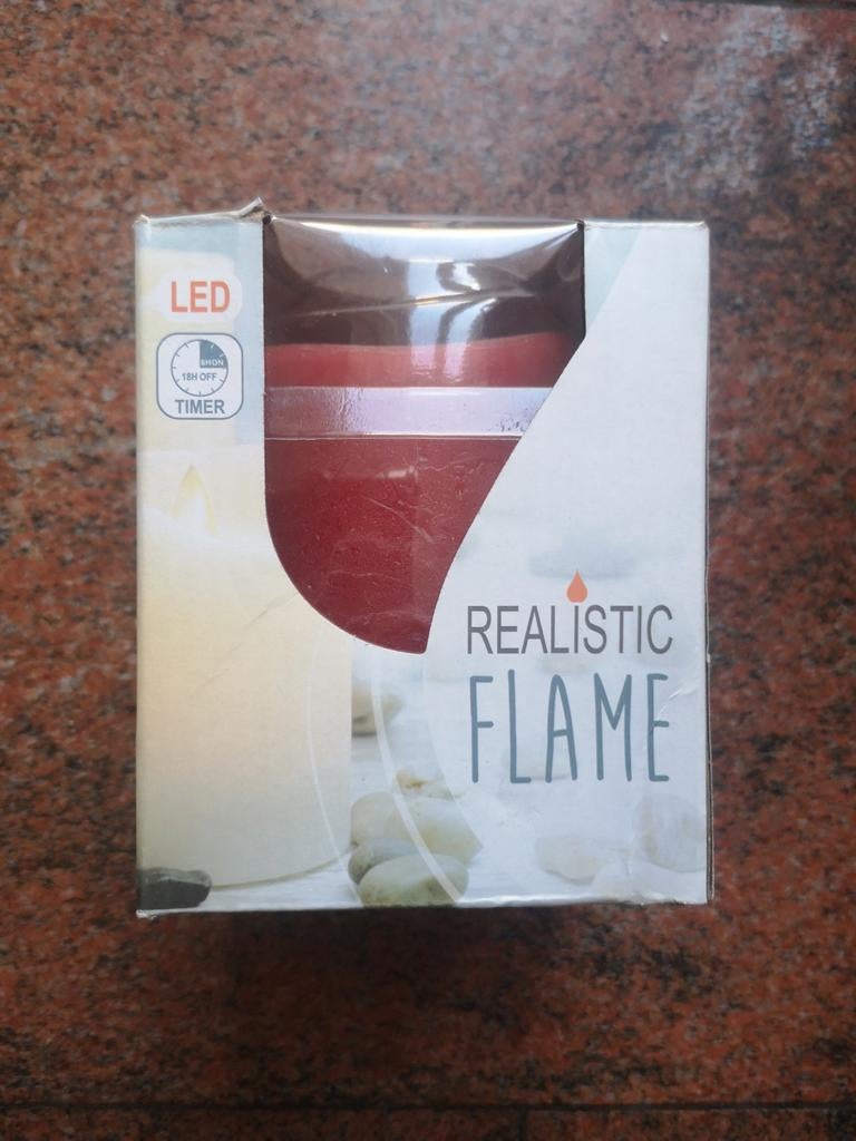 LED Kaars met Realistische Vlam en Timer - Rood, Kunststof, Nieuw, Ophalen of Verzenden, Kaars