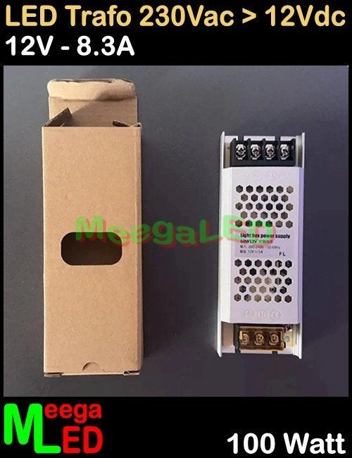 LED Trafo Voeding Adapter Driver - 230V > 12V - 8.3A = 100W, Metaal, Overige merken, Nieuw, Overige fittingen