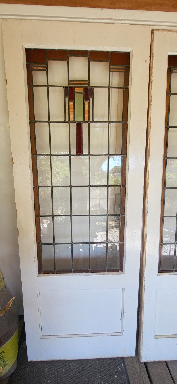 Set van 2 glas-in-lood binnendeuren, Ophalen
