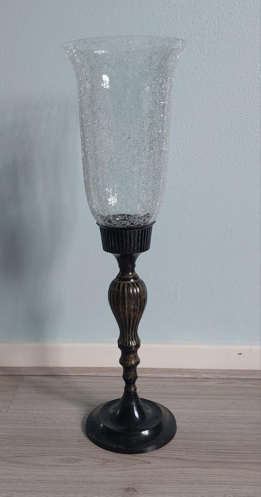 Kandelaar met craquelé glas, Huis en Inrichting, Woonaccessoires | Kandelaars en Kaarsen, Ophalen, Zo goed als nieuw, Metaal, Kandelaar