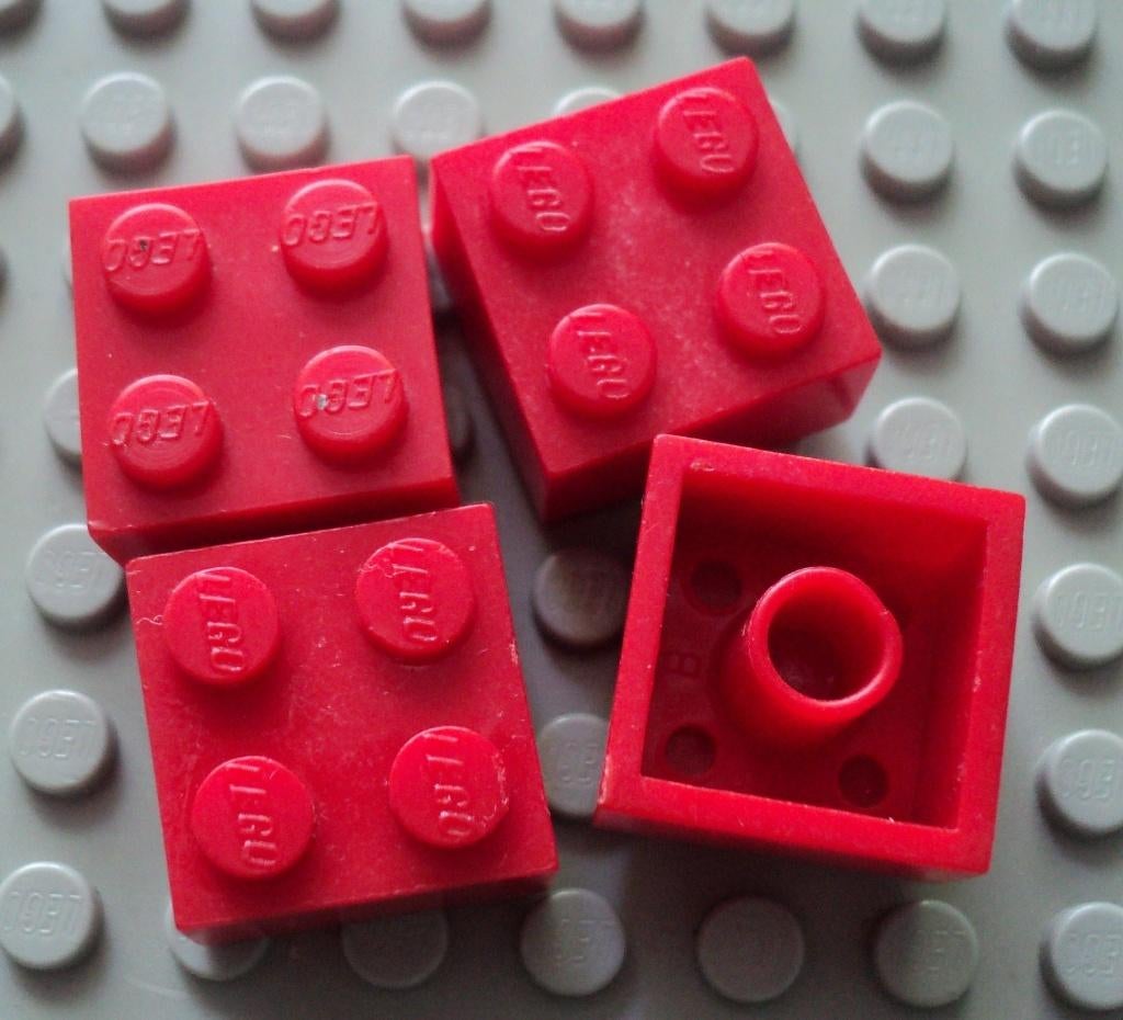 3003old (6) 4x red Brick 2 x 2 without Inside Supports pp, Ophalen of Verzenden, Gebruikt