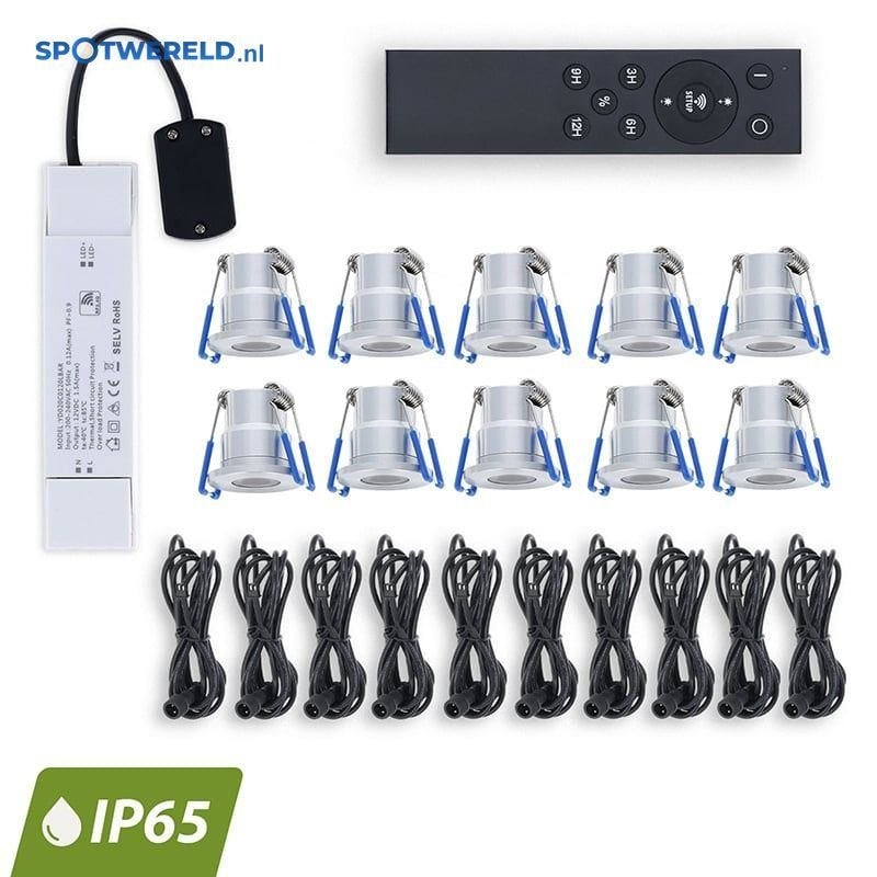 LED Inbouwspots Set Dovo Zilver | 10 Stuks | IP65, Dimbaar, Verzenden, Overige merken, Nieuw