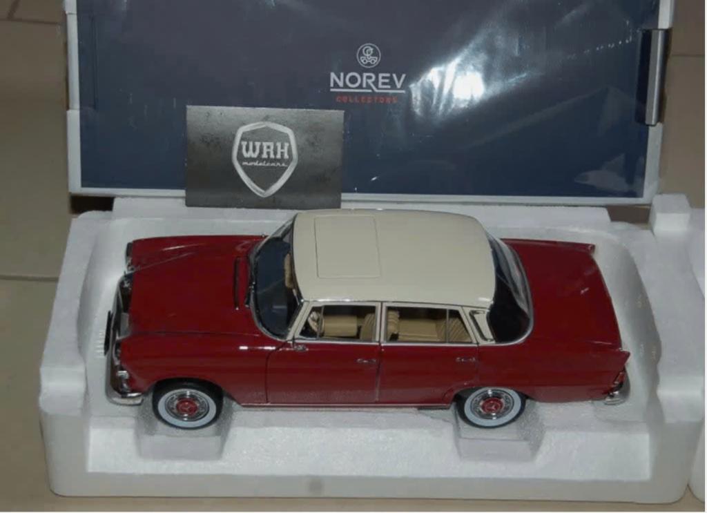 1:18 MERCEDES 200 HECKFLOSSE d.red Norev 183706 in doos WRH, Verzenden, Zo goed als nieuw, Auto, Norev