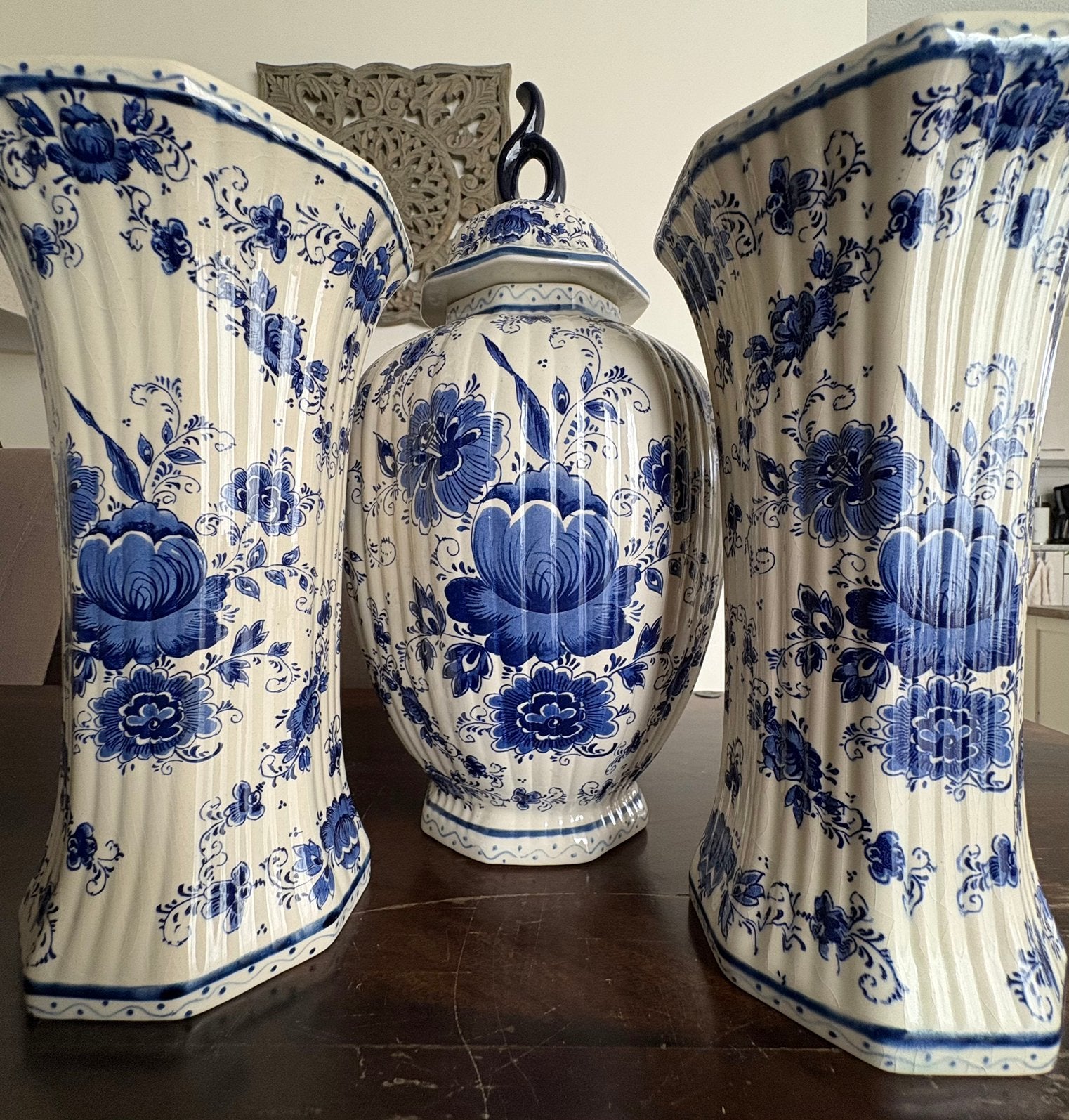 Vintage Delfts Blauw Kaststel 3-delig, Antiek en Kunst, Ophalen