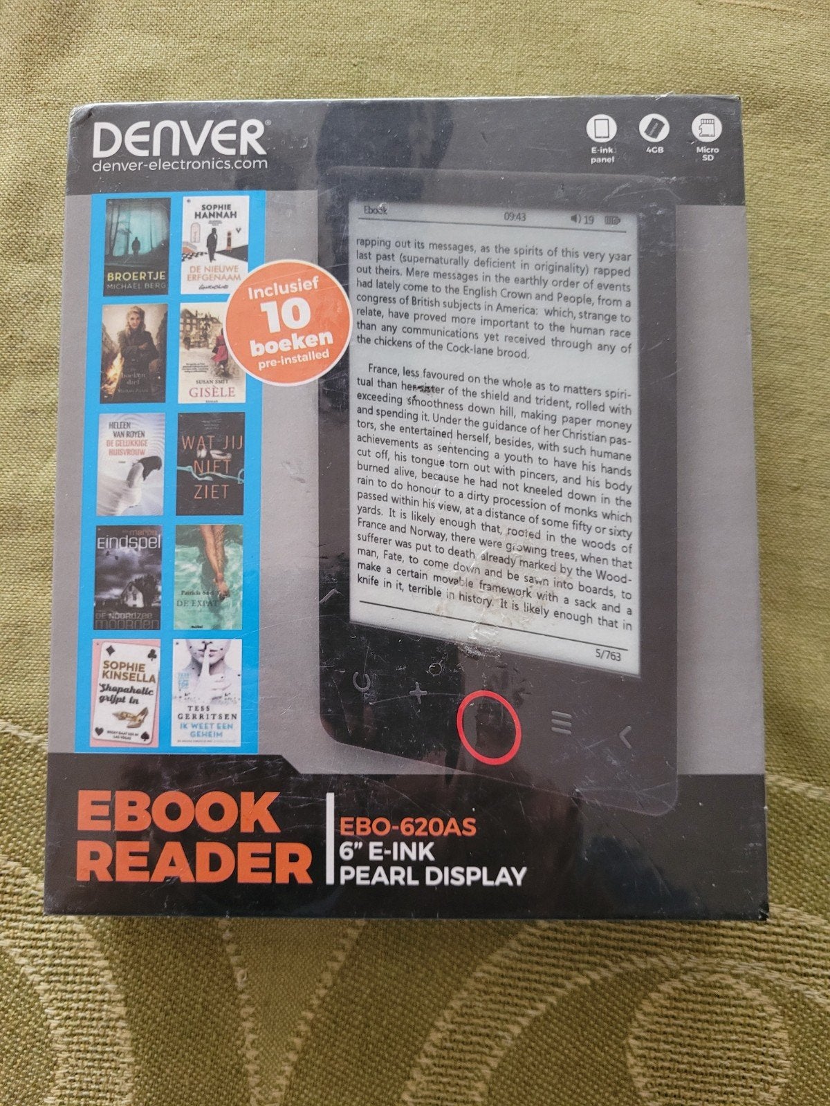 Denver EBO-620AS E-book Reader 6" E-ink Display, 6 inch of minder, Uitbreidbaar geheugen, Nieuw, Ophalen of Verzenden