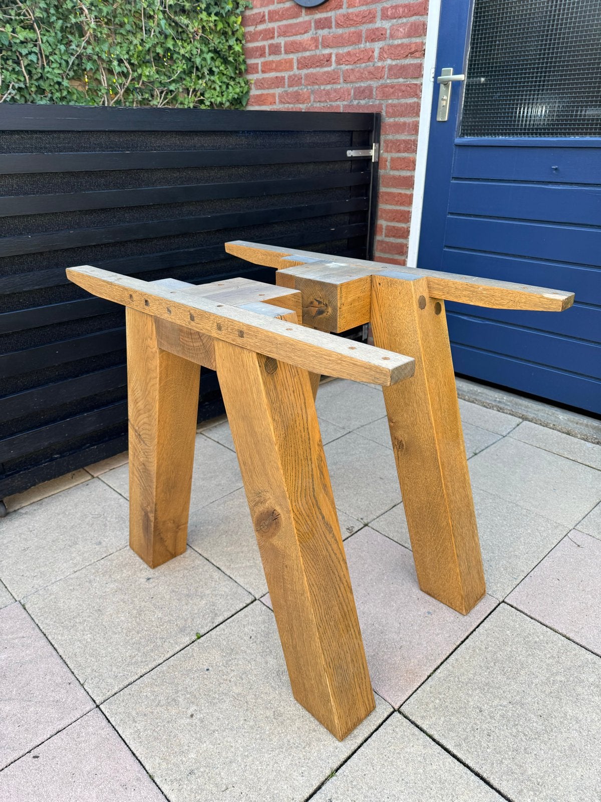 Massieve eiken V-vorm tafelpoten - 73 cm hoog, Ophalen, Tafelpoot, Gebruikt, 50 tot 100 cm
