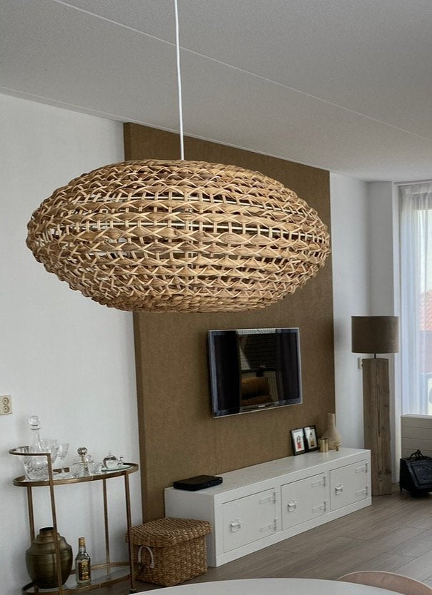 Hanglamp, rotan, light & living, Huis en Inrichting, Lampen | Hanglampen, Ophalen, Zo goed als nieuw, Overige materialen, Minder dan 50 cm