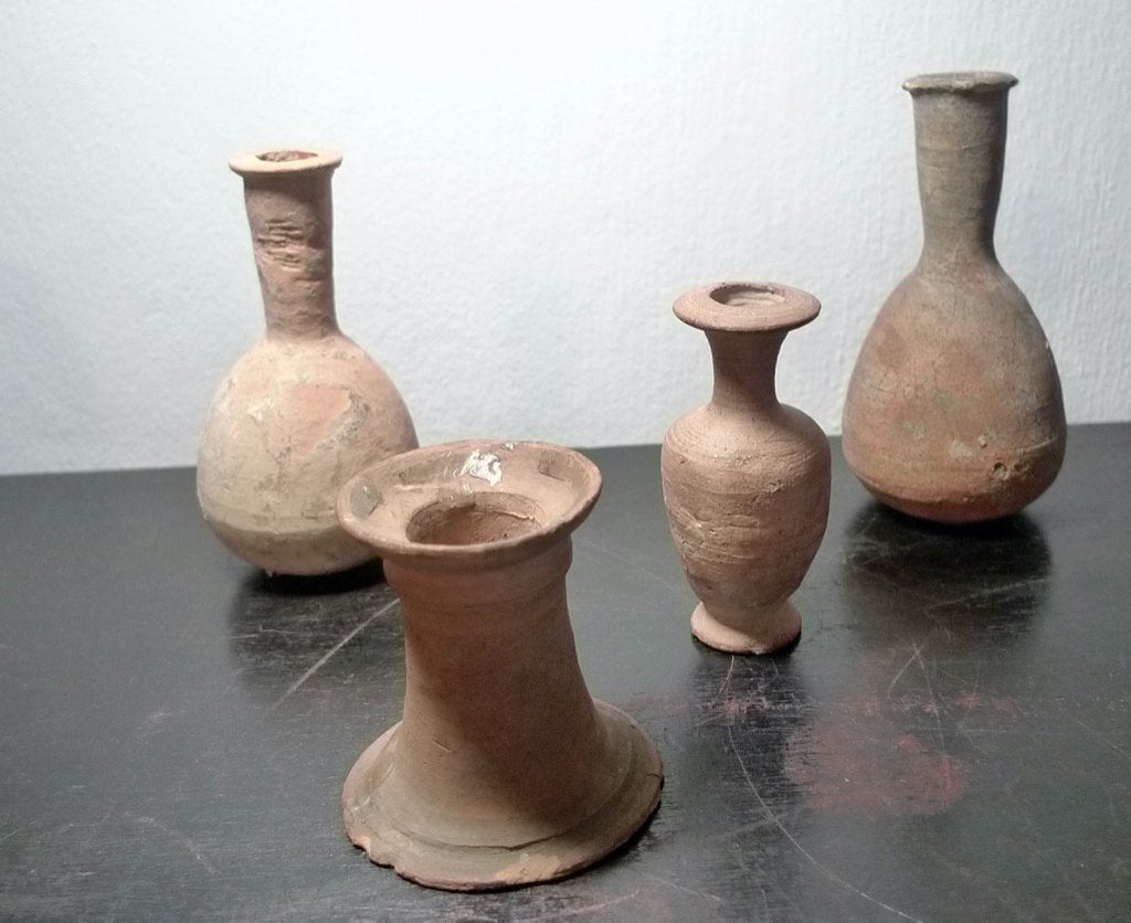 vier Romeinse terracotta objecten, Ophalen of Verzenden