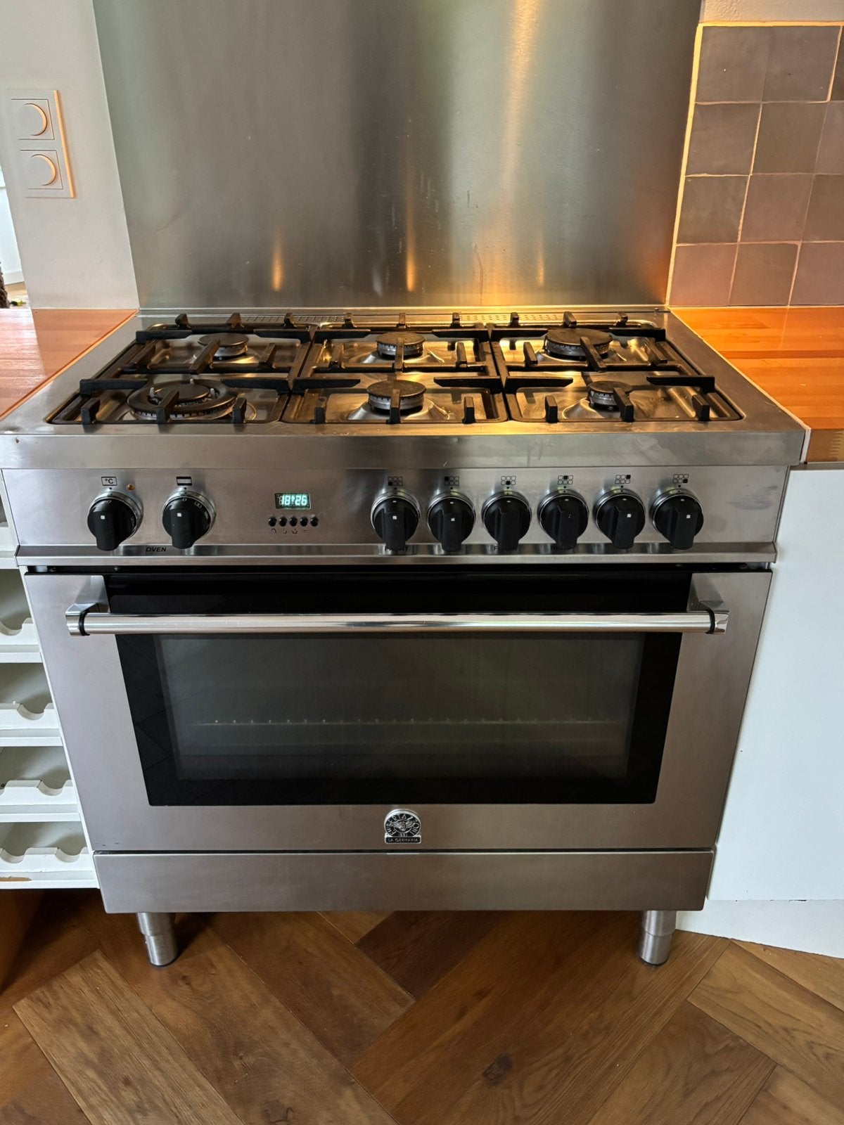Fornuis La Germania Bertazzoni 90cm 6-pits, Witgoed en Apparatuur, Fornuizen, Ophalen, 60 cm of meer, Zo goed als nieuw, Gas