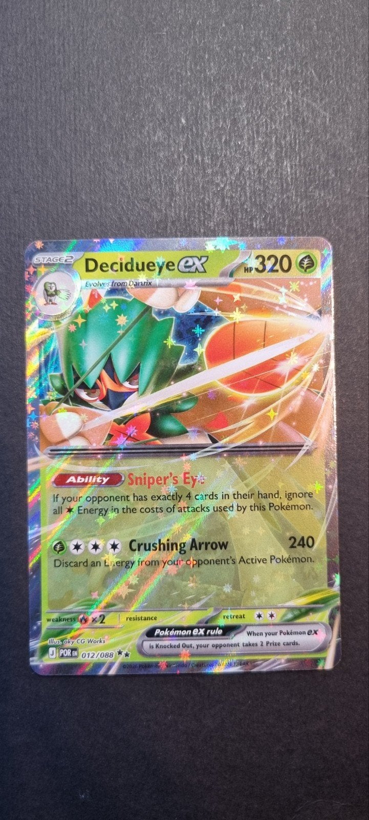 Decidueye EX POR 012, Ophalen of Verzenden, Zo goed als nieuw, Losse kaart, Foil