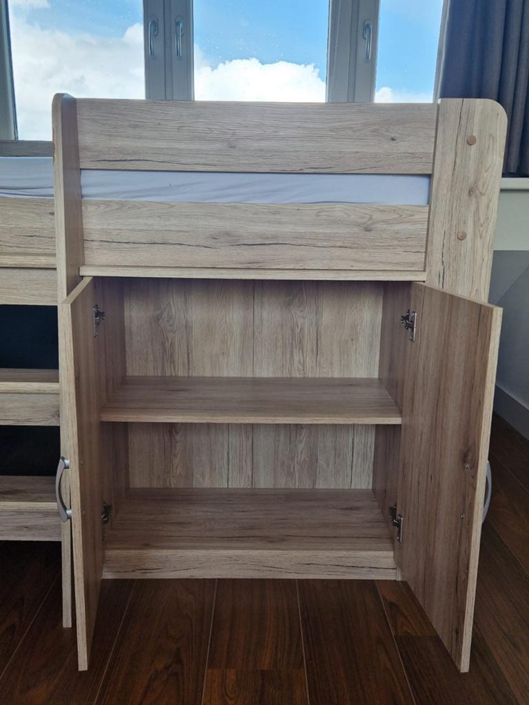 Halve hoogslaper, Huis en Inrichting, Slaapkamer | Stapelbedden en Hoogslapers, Gebruikt, 90 cm, Eenpersoons, Minder dan 160 cm