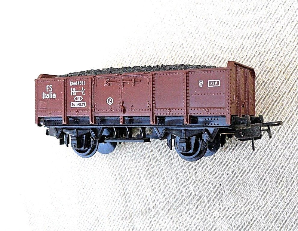 Lima Hoge bak kolen wagon met lading fs italy. (1960)., Gelijkstroom, Wagon, Ophalen of Verzenden, Zo goed als nieuw
