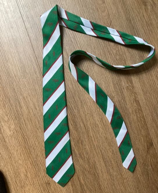 VVAA stropdas met aesculaap  - Bouwjaar '95 ABN AMRO, Ophalen of Verzenden, Zo goed als nieuw, Groen, Met patroon