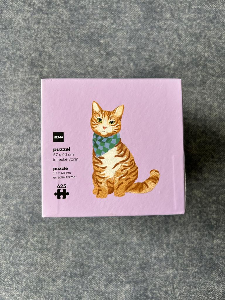 Legpuzzel in vorm van kat (425 stukjes) (COMPLEET!), Ophalen of Verzenden, Minder dan 500 stukjes, Zo goed als nieuw, Legpuzzel