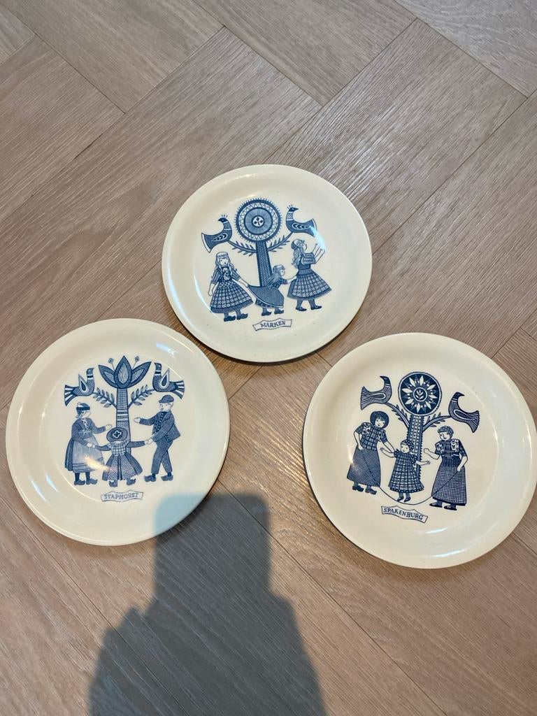 Set van 3 vintage Nederlandse souvenirborden, Antiek en Kunst, Ophalen of Verzenden