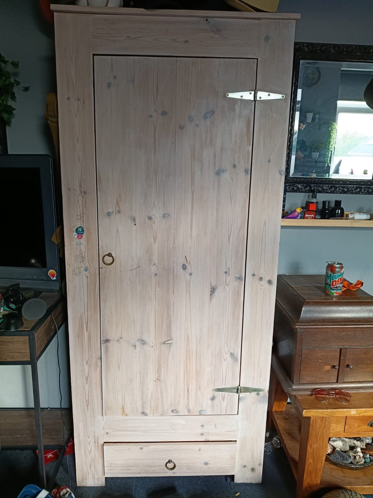 Massief houten kast met planken en lade, Ophalen, Gebruikt, 50 tot 100 cm, Landelijk
