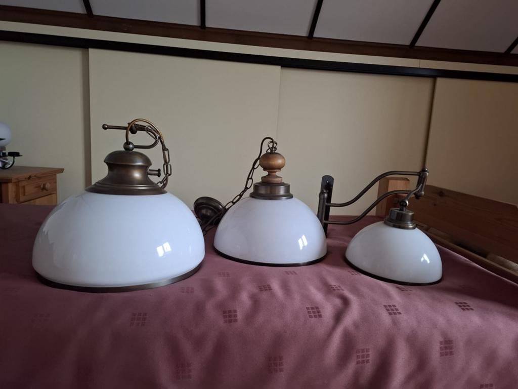 Set lampen melkglas, Huis en Inrichting, Lampen | Hanglampen, Ophalen, Zo goed als nieuw, Glas