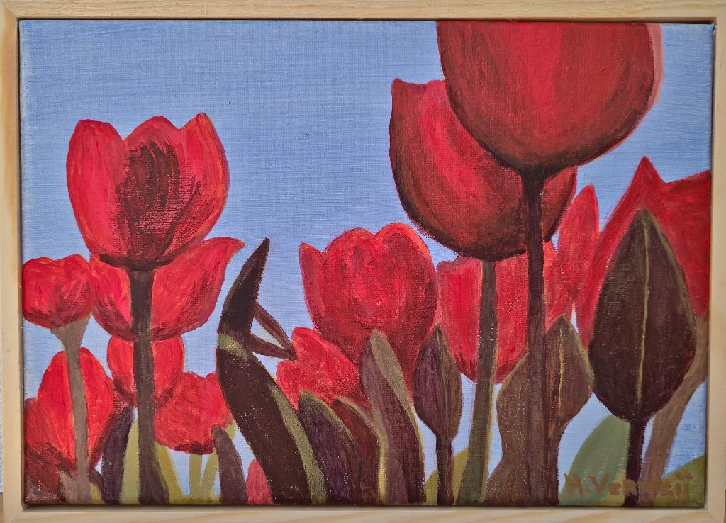 Klein schilderij 'Tulpen', Ophalen of Verzenden