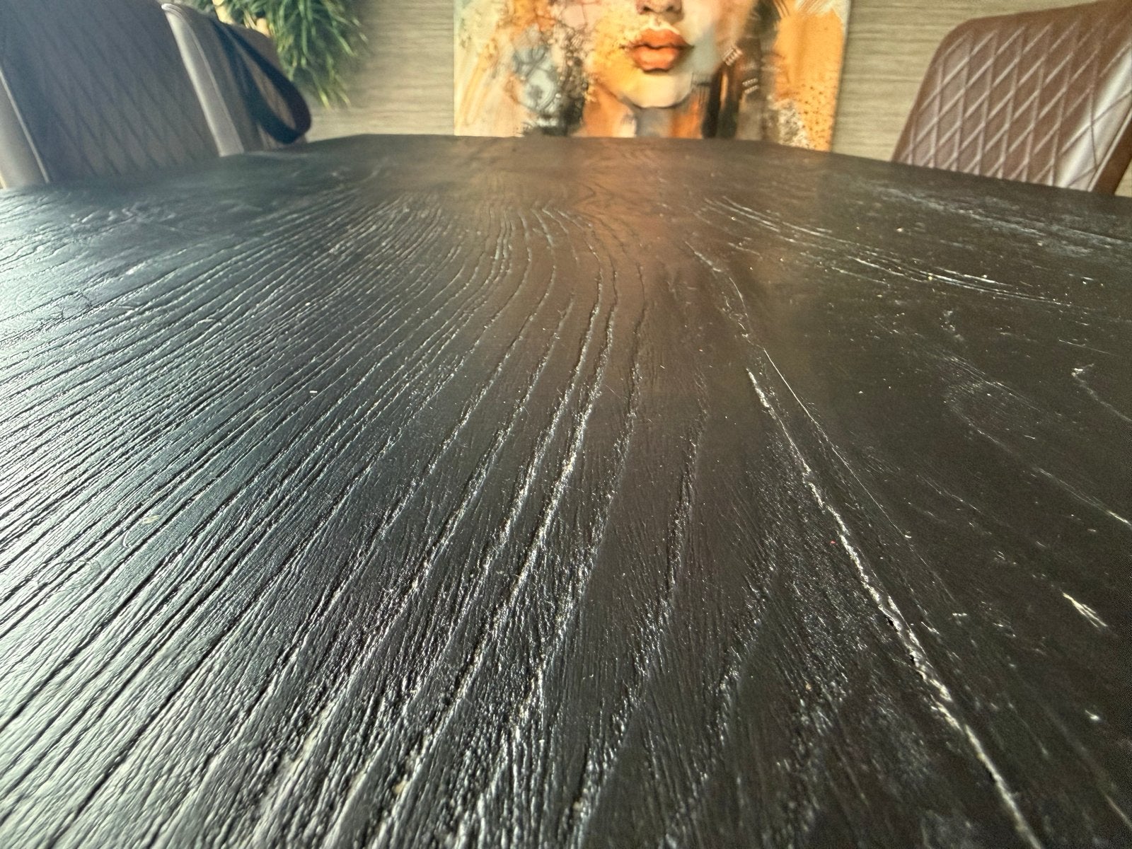 Boomstamtafel - robuust en stijlvol (excl. stoelen), Huis en Inrichting, Tafels | Eettafels, Ophalen, Gebruikt, 200 cm of meer