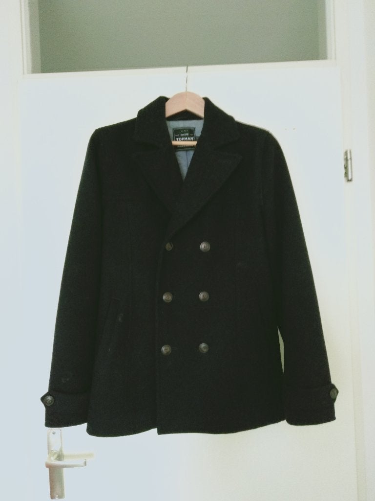Topman Zwarte Peacoat maat medium, Kleding | Heren, Maat 48/50 (M), Zwart, Ophalen of Verzenden, Zo goed als nieuw