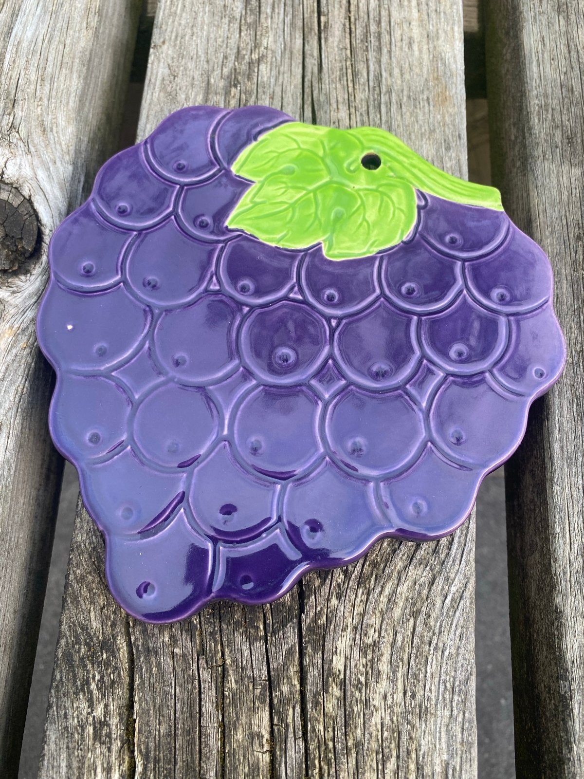 Vintage Majolica Druiventros Onderzetter Lepelhouder, Antiek en Kunst, Ophalen of Verzenden