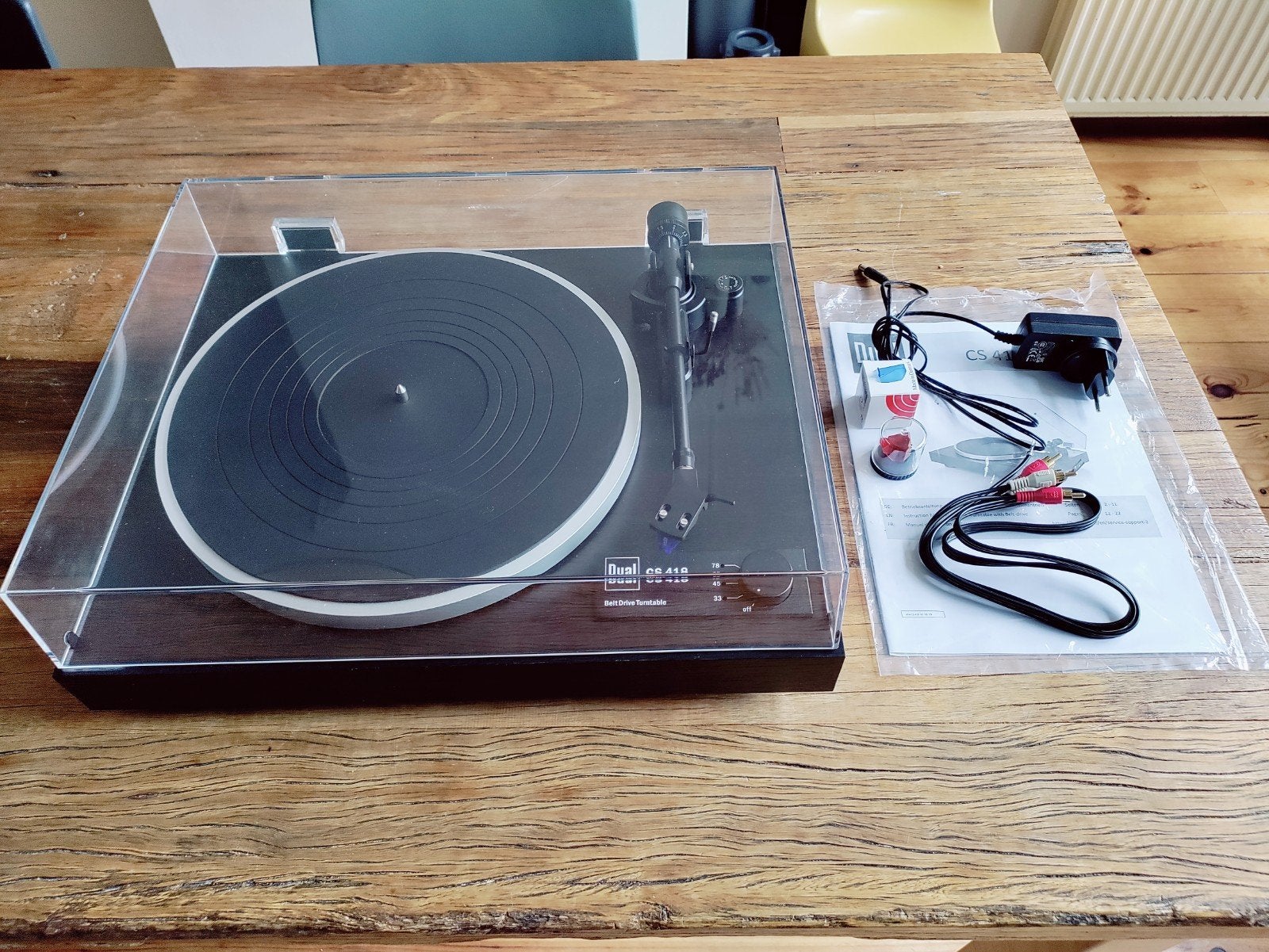 Dual cs418 + Ortofon 2M blue - platenspeler - 1e eigenaar -, Ophalen, Zo goed als nieuw, Platenspeler, Dual
