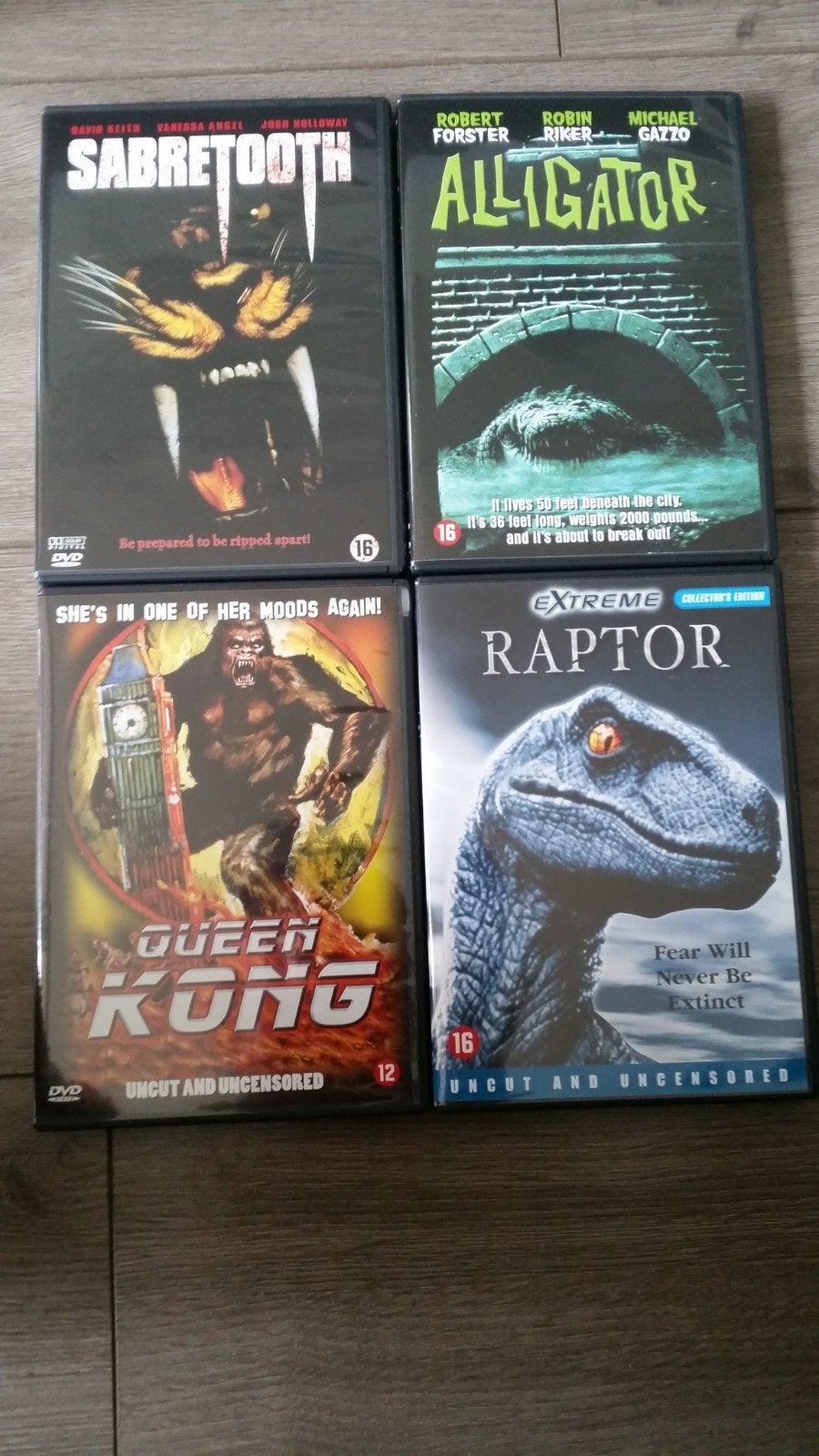 DVD Box Raptor, Alligator, Queen Kong en Sabertooth, Engels, Vanaf 16 jaar, Nederlands, Actiethriller