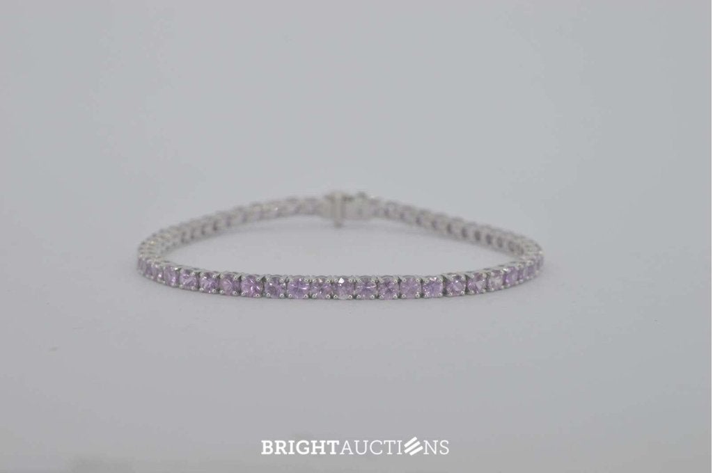 Witgouden tennisarmband met roze natuurlijke saffieren, Sieraden, Tassen en Uiterlijk, Wit, Niet ingevuld, Nieuw, Ophalen
