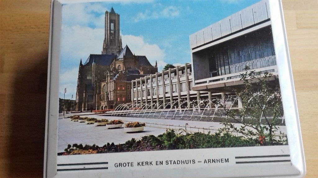 Vintage koektrommel Arnhem, Verzamelen, Blikken, Ophalen of Verzenden, Gebruikt, Koek(jes)