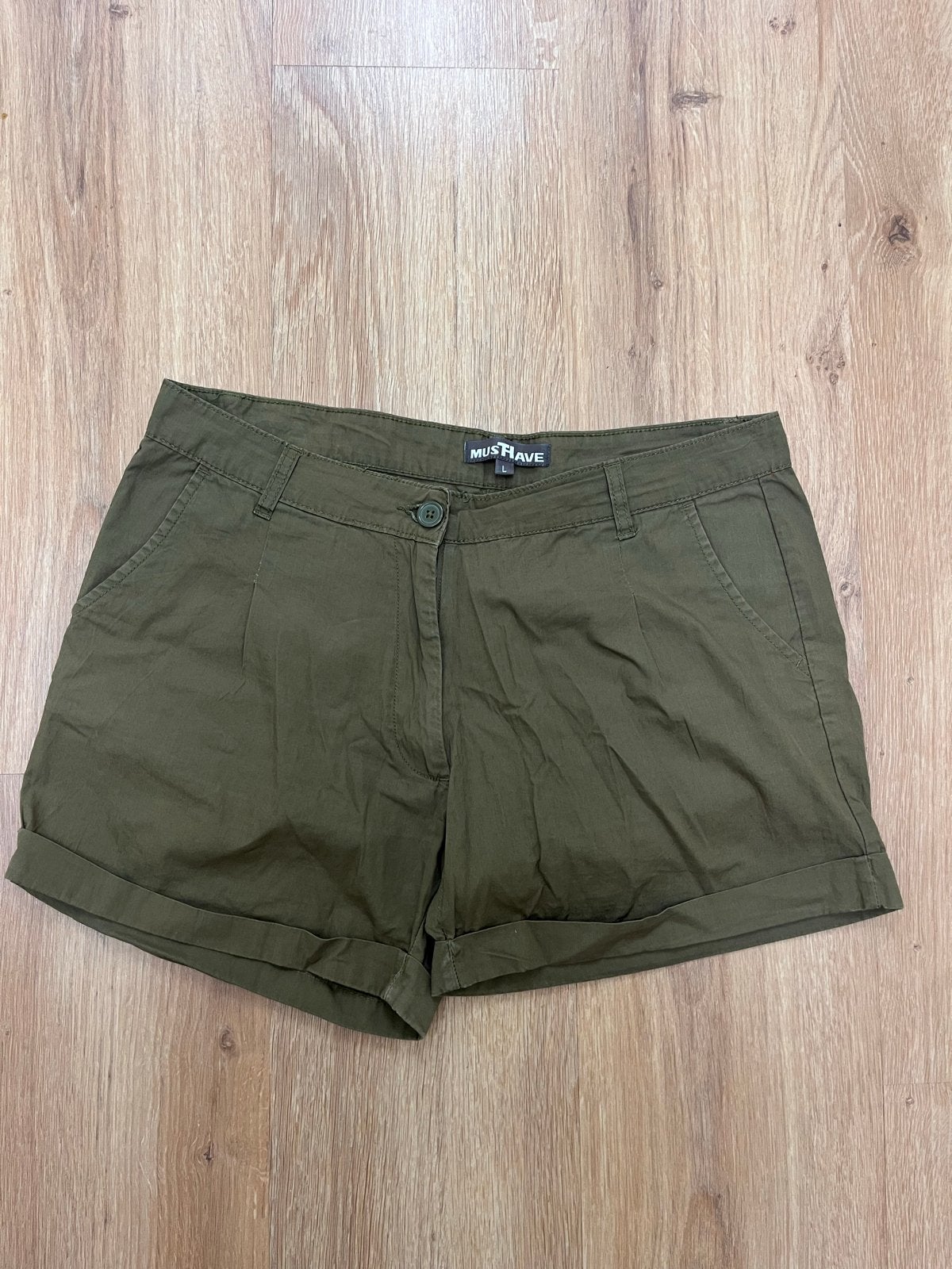 MusTHave Korte Broek - Khaki Groen - Maat L, Kort, Maat 42/44 (L), Ophalen of Verzenden, Gedragen